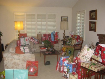 Gifts ready to gather into Santa Bags