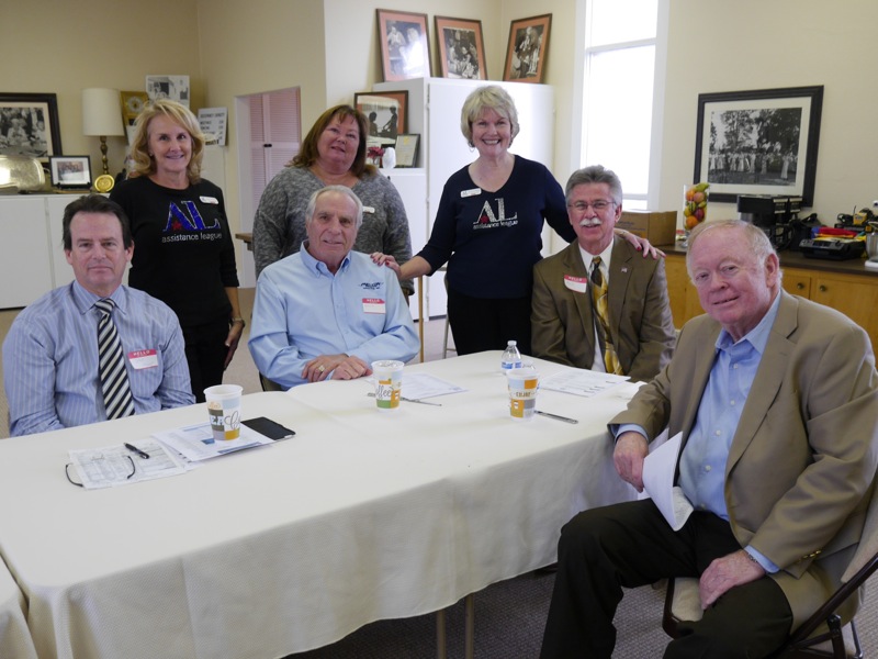 Past Presidents (L-R) Michelle Williams and Lynne Kirchhoff and Current President Sharon Goodrich with Advisory Council Members John Alsop, Wayland Gillespie, Michael Phillipson and Paul Mahoney, Esq.